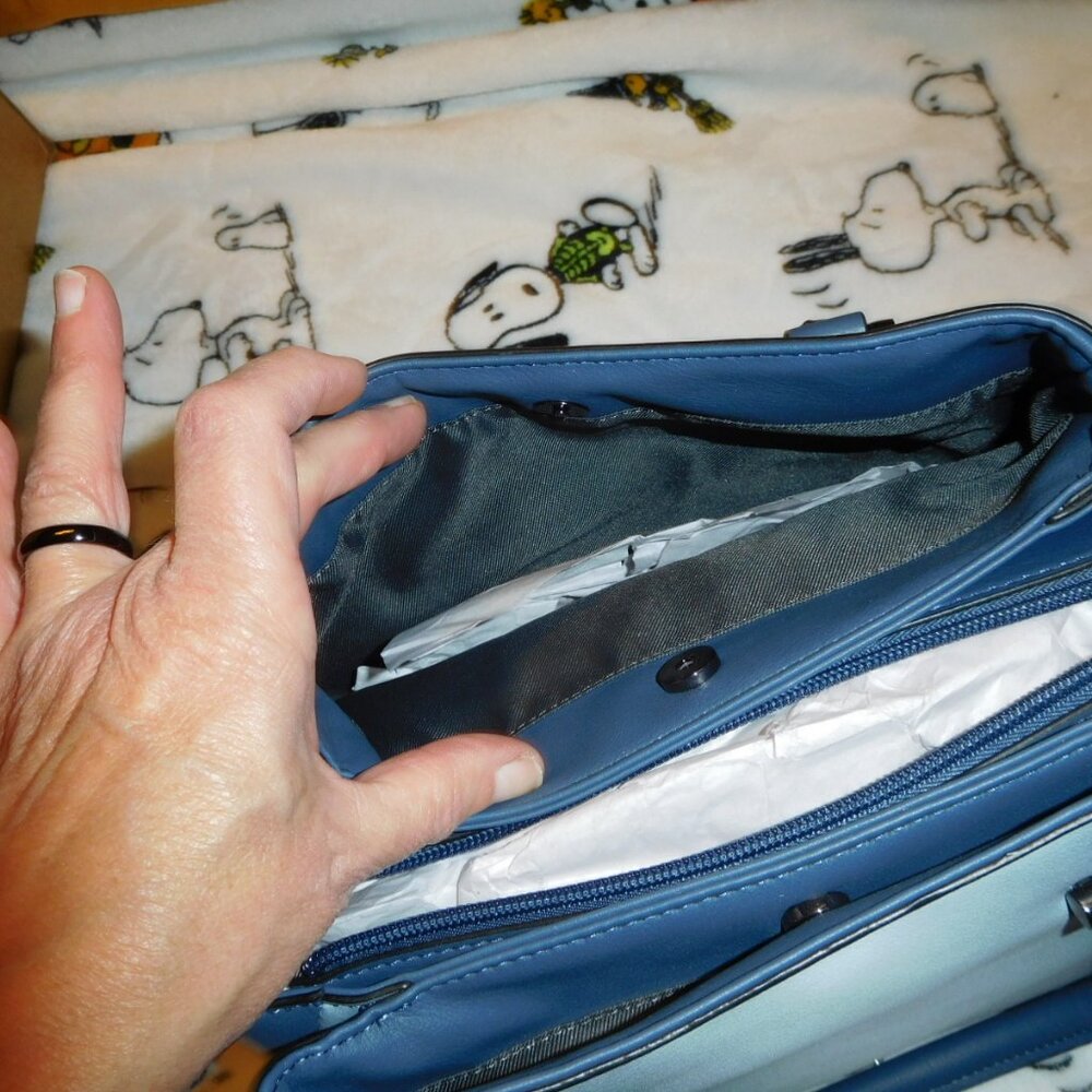 NWT Simply Vera Vera Wang Caitlin Functional Satchel Bag blue tie dye - Picture 7 of 16